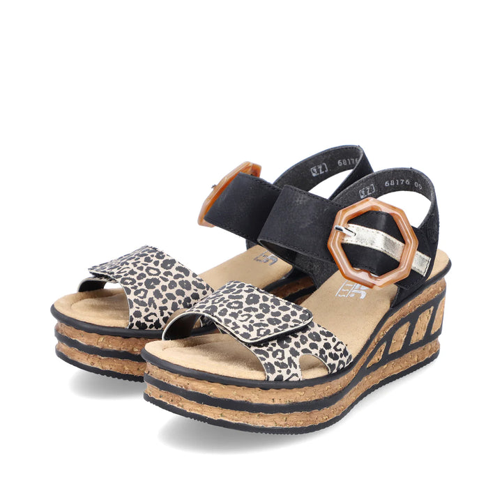 Rieker Women's Wedge Sandal - Black | 68176-00