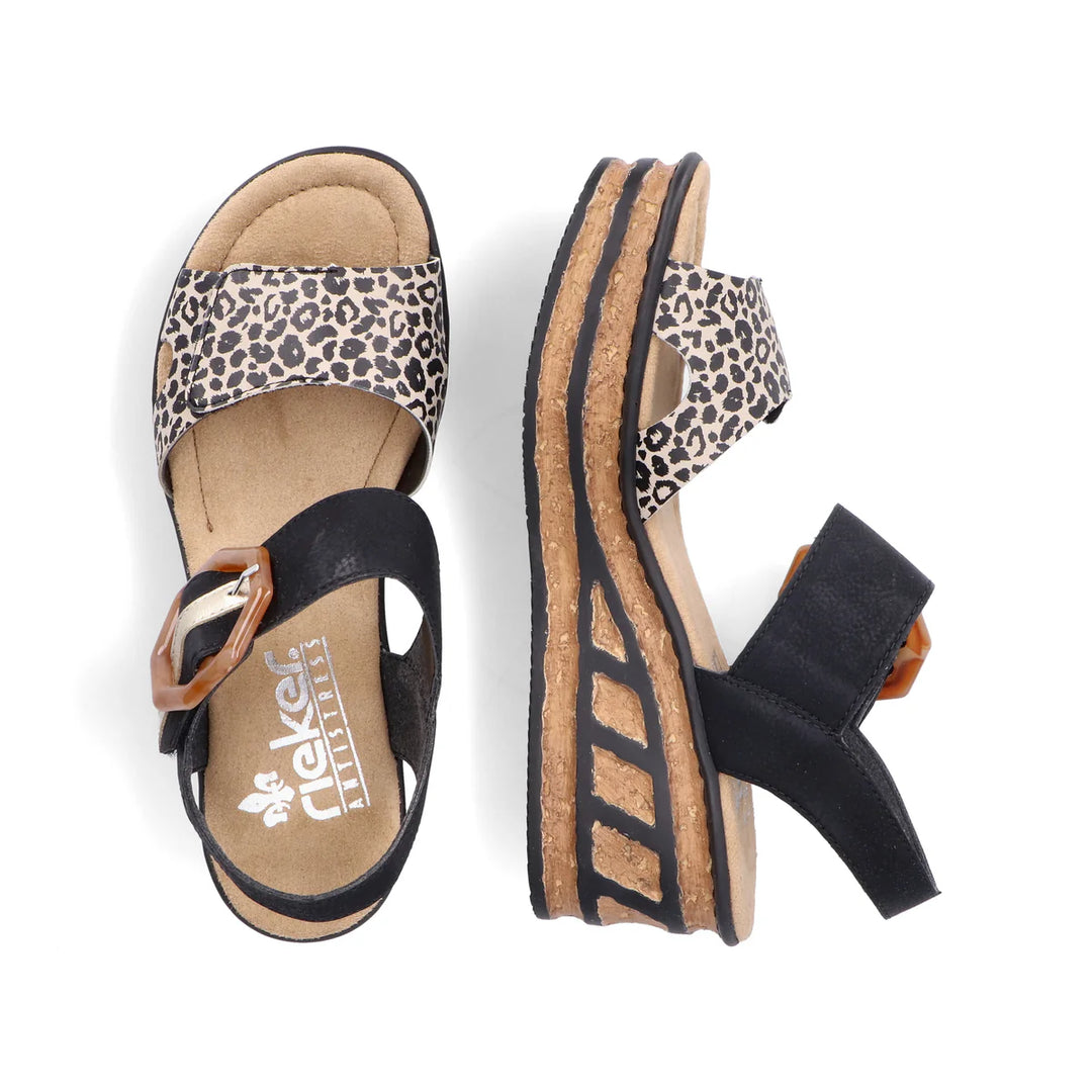 Rieker Women's Wedge Sandal - Black | 68176-00