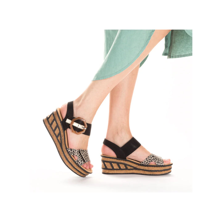 Rieker Women's Wedge Sandal - Black | 68176-00