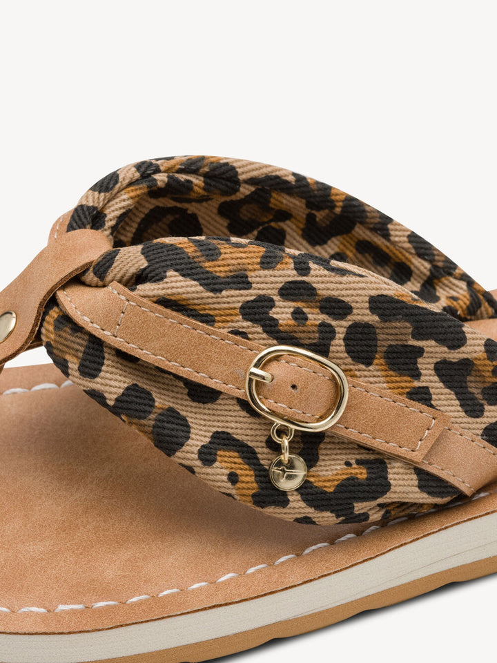 Tamaris Top post Sandals - Brown/Leopard