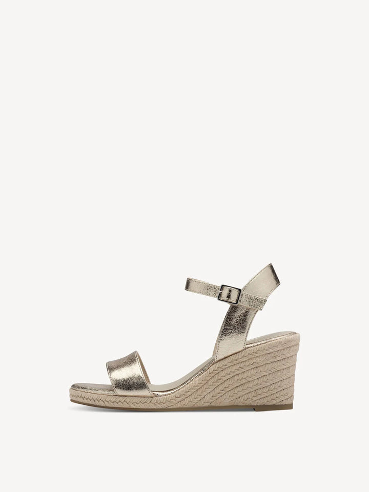 Tamaris Heeled Wedge Sandal- Gold