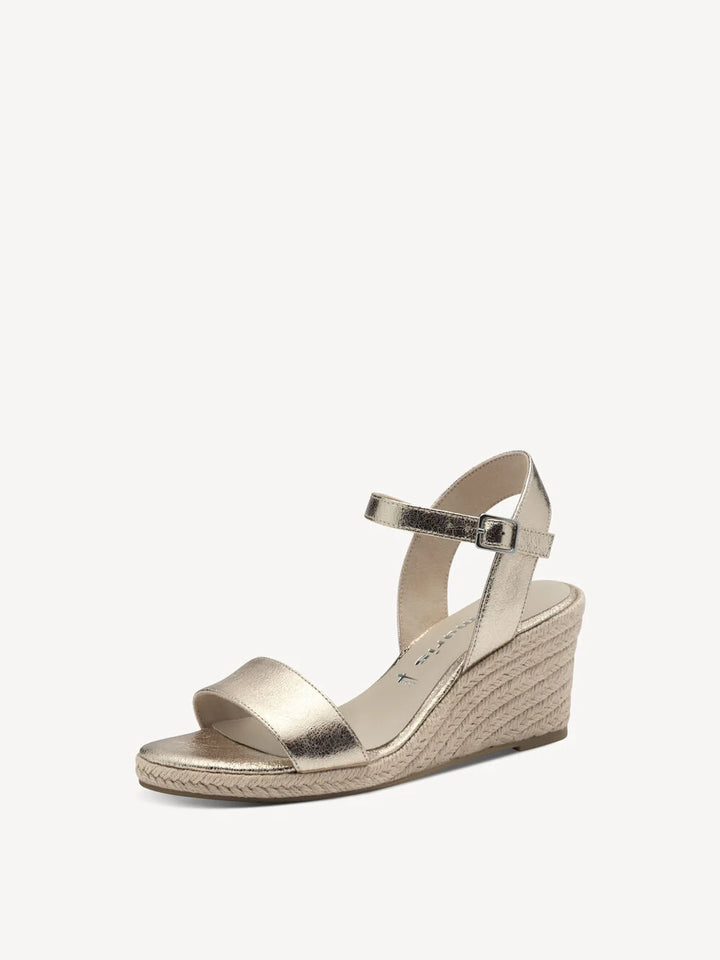 Tamaris Heeled Wedge Sandal- Gold