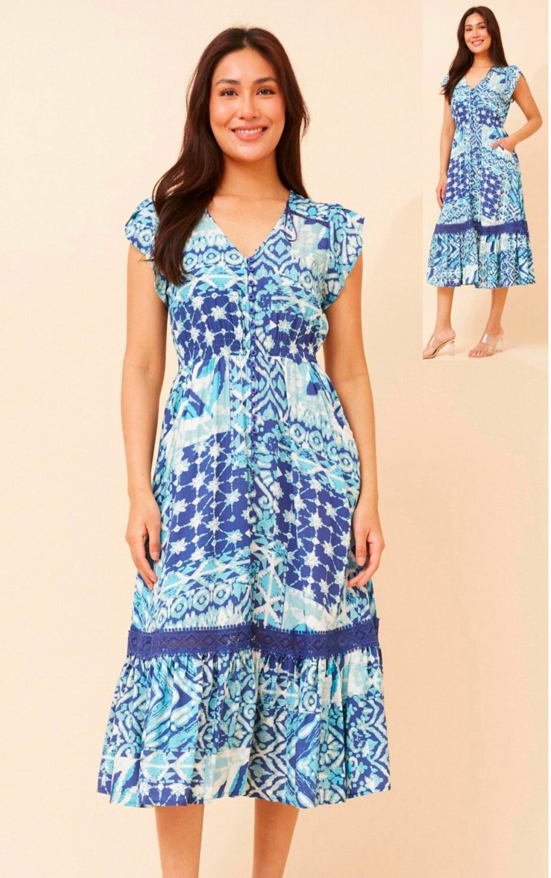 Stella Midi Dress- Blue