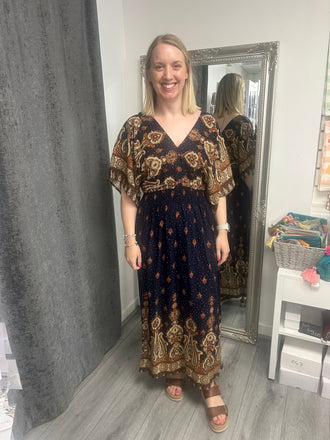 Italian Navy v neck dress