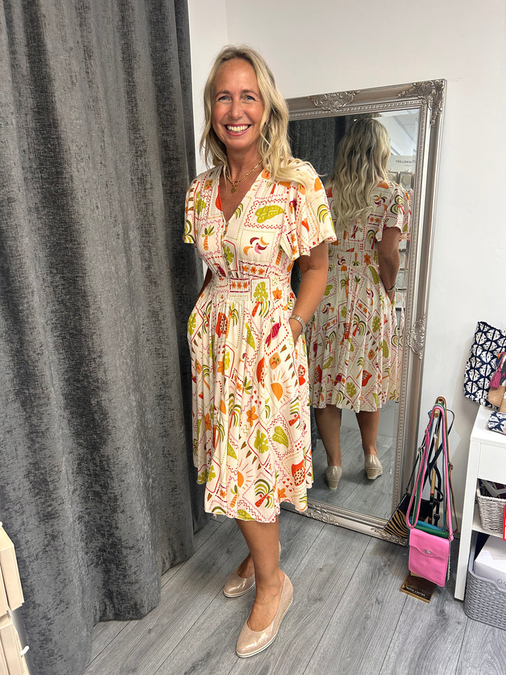 Stella Midi Dress-  Light Tropical