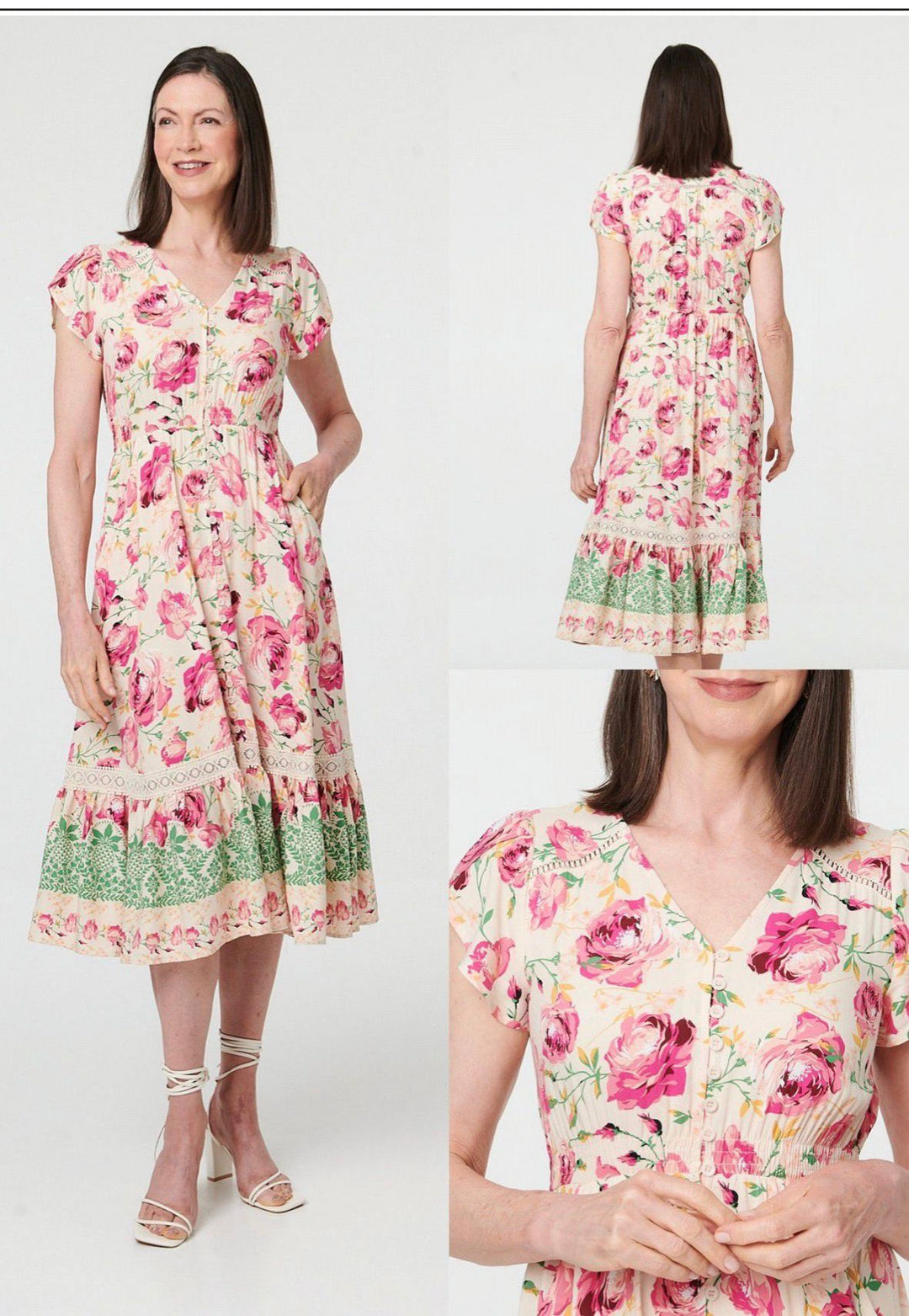 Stella Midi Dress- Multi pink