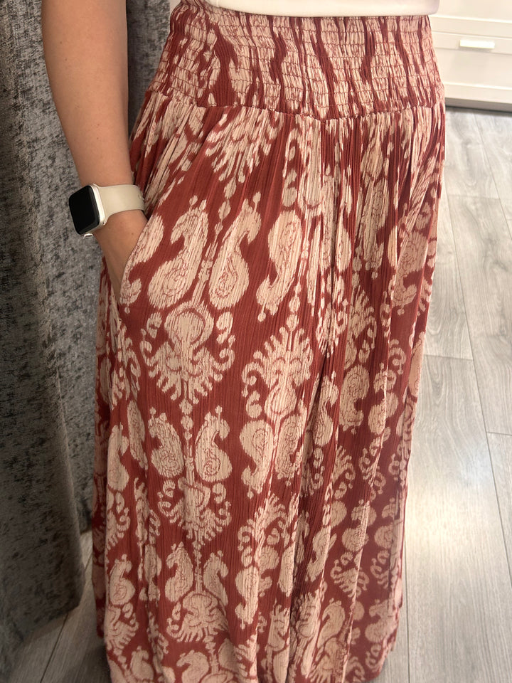 Italian Palazzo Pants - Rust