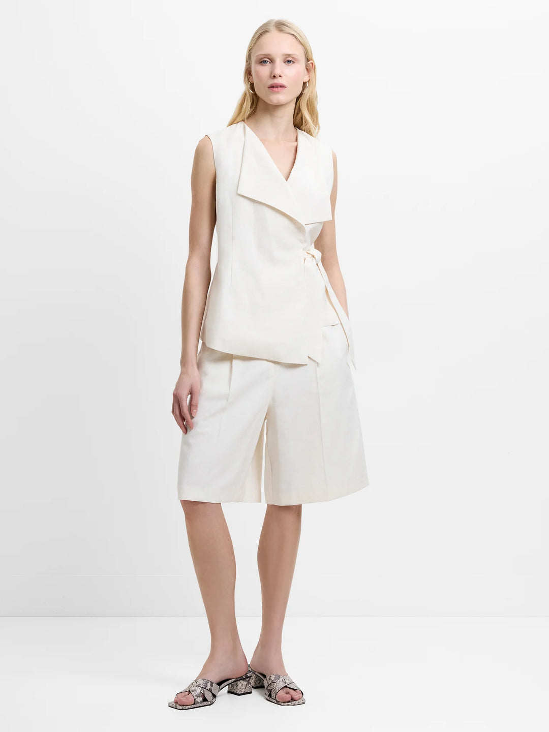 French Connection Raquel Tie Waistcoat - Cream