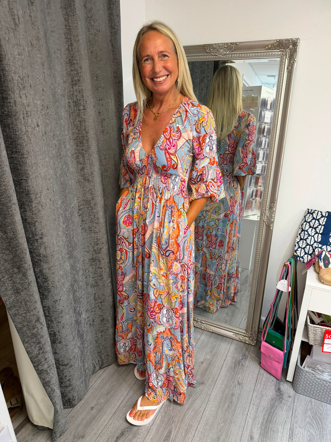 Italian Dress- Multi Print