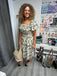 Italian leaf print midi dress