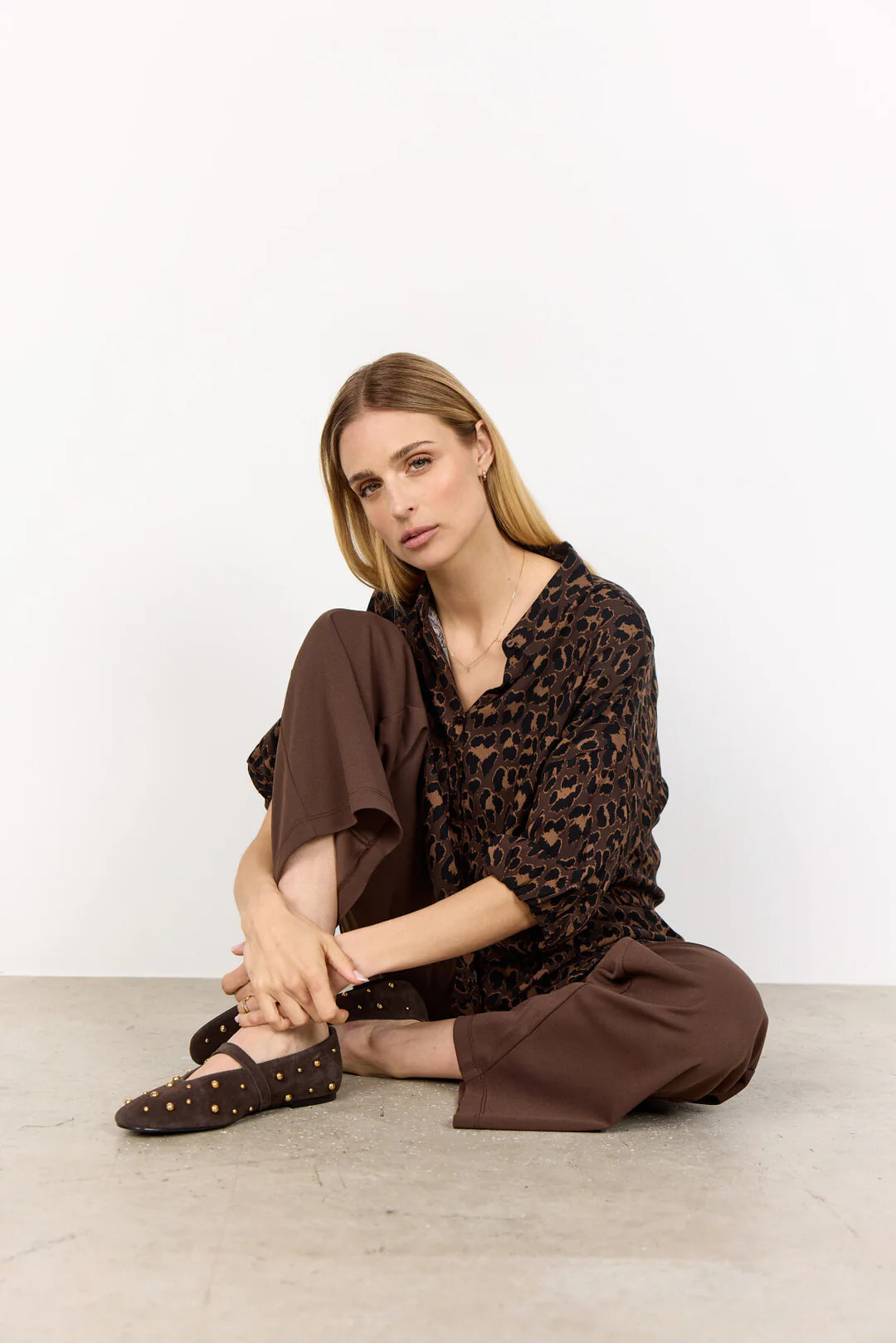 Soya Concept  Brown Animal Print Safira Blouse