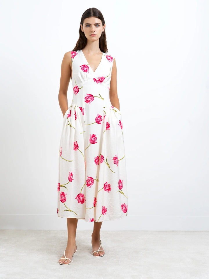 French Connection Cressida Faron Floral Drape Midi Dress