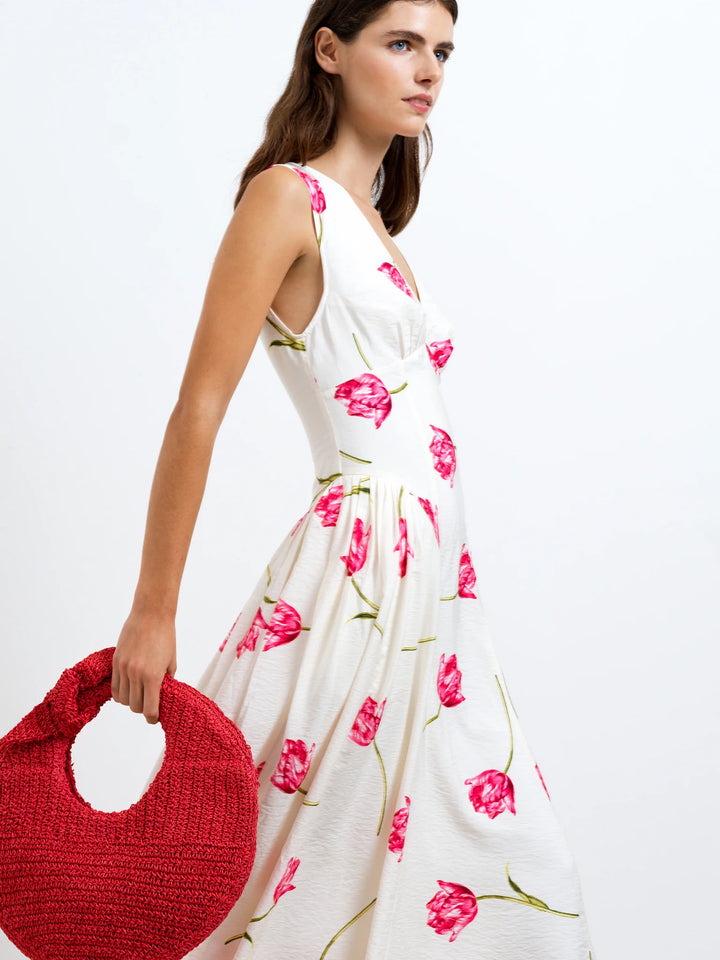 French Connection Cressida Faron Floral Drape Midi Dress
