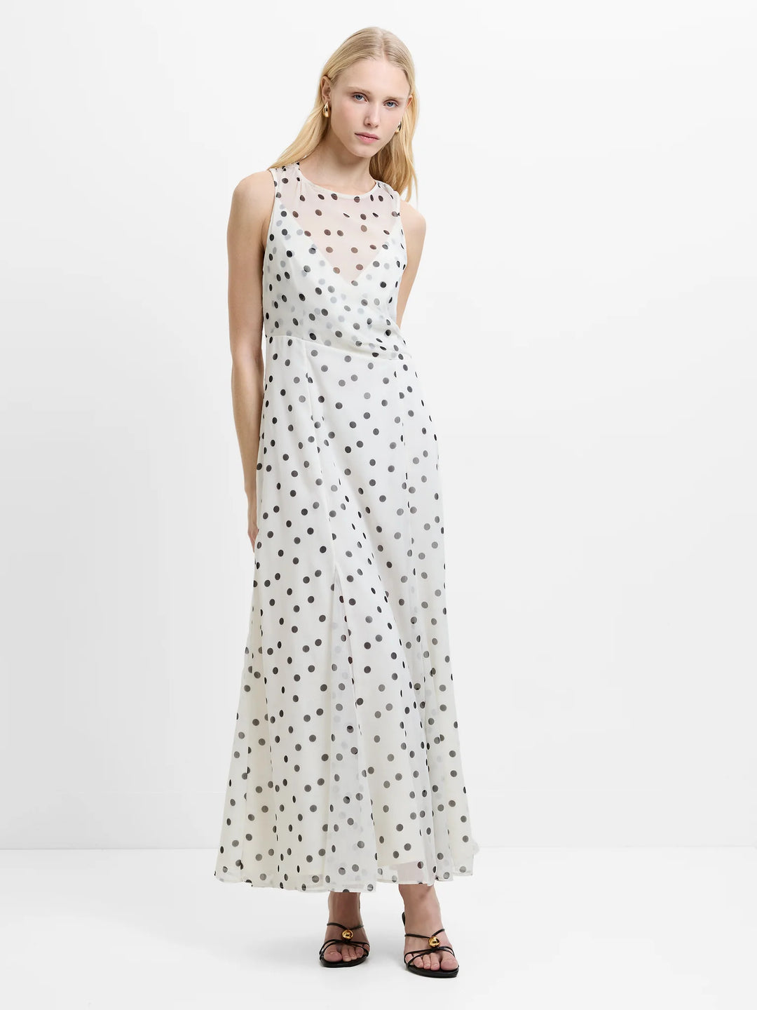 French Connection Emina Chiffon Polka Dot Maxi Dress