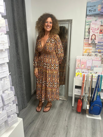 Italian Dress V neck- Wine