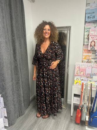 Italian maxi Dress- Black Pattern