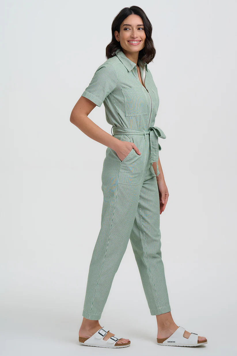 Sugarhill Brighton Billy Boilersuit- Green/White Narrow Stripe