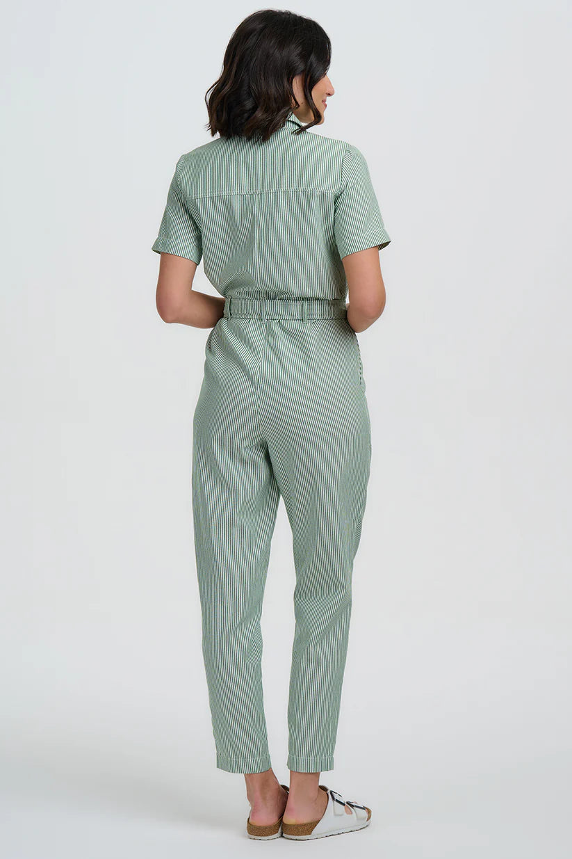 Sugarhill Brighton Billy Boilersuit- Green/White Narrow Stripe