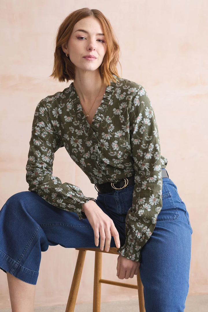 Lily & Me Kit Ruffle Blouse - Dark Olive