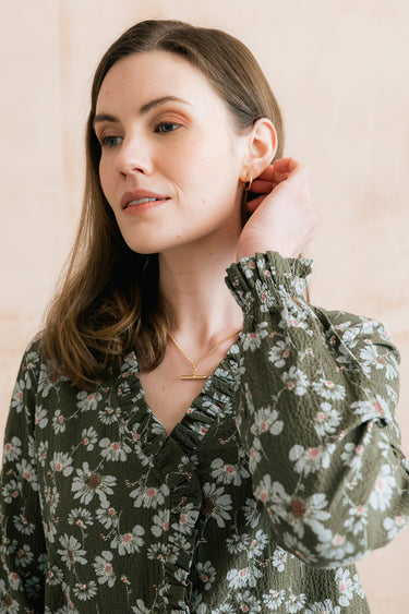 Lily & Me Kit Ruffle Blouse - Dark Olive