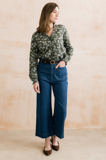 Lily & Me Kit Ruffle Blouse - Dark Olive