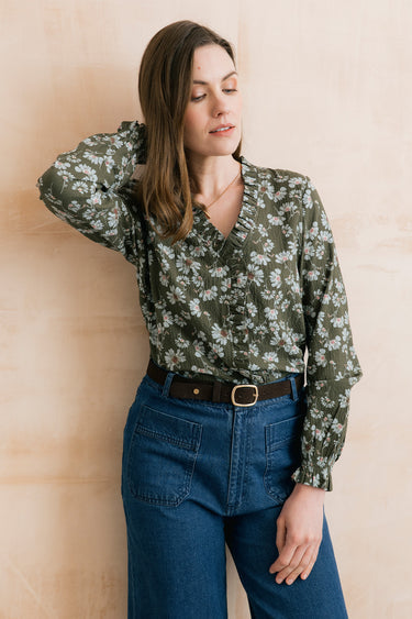 Lily & Me Kit Ruffle Blouse - Dark Olive