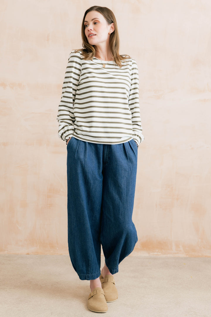 Lily & Me Caroline Striped Top - Olive Green