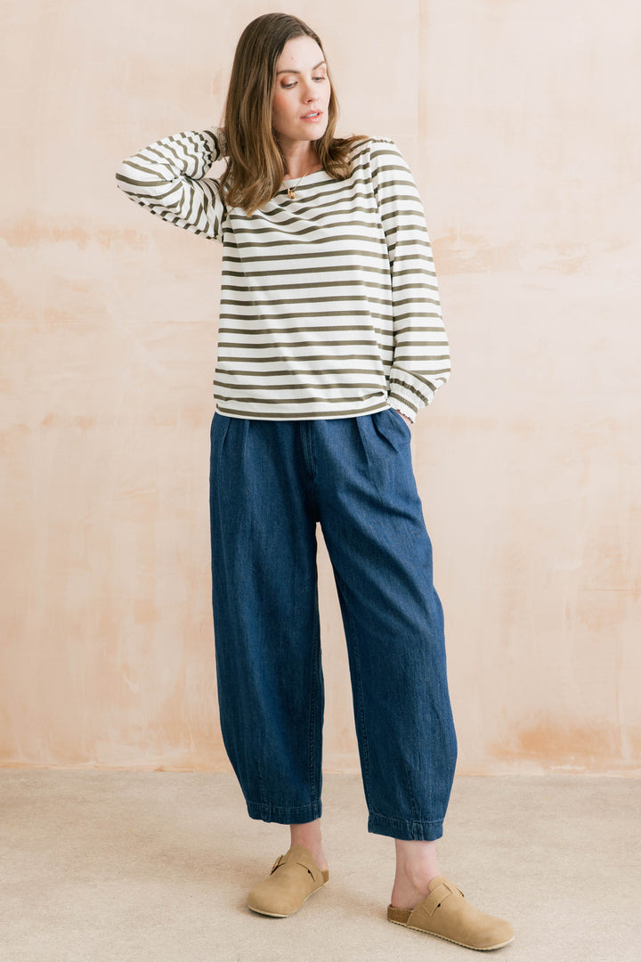 Lily & Me Caroline Striped Top - Olive Green