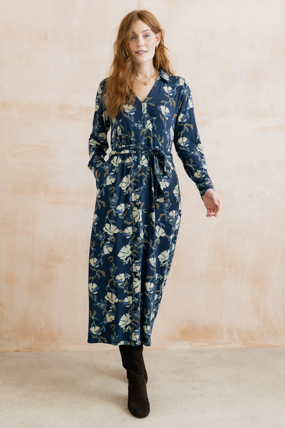 Lily & Me Rosanna Jersey Midi Belted Dress