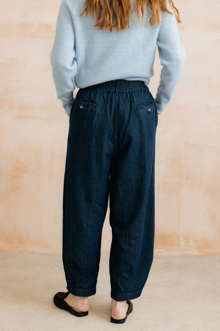 Lily & Me Ayla Relaxed Barrel Leg Trousers - Navy