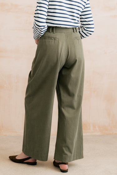 Lily & Me Sophie Pleated Wide Leg Trousers - Dark Olive
