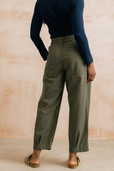 Lily & Me Shirin Relaxed Barrel Leg Trousers - Dark Olive