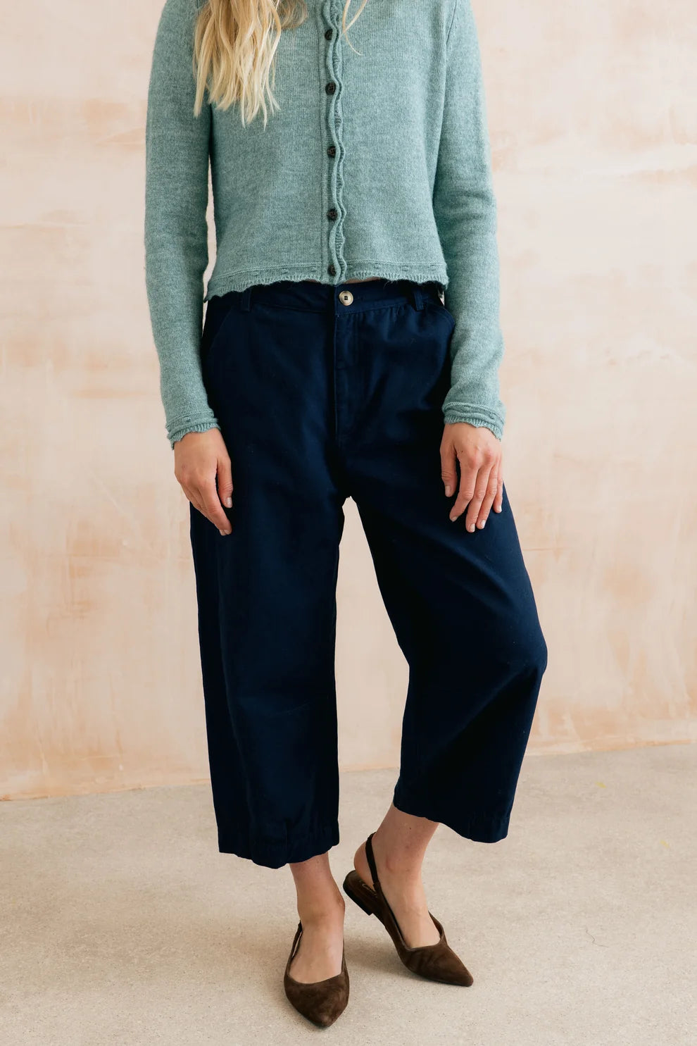 Lily & Me Georgia Barrel Leg Trousers - Navy