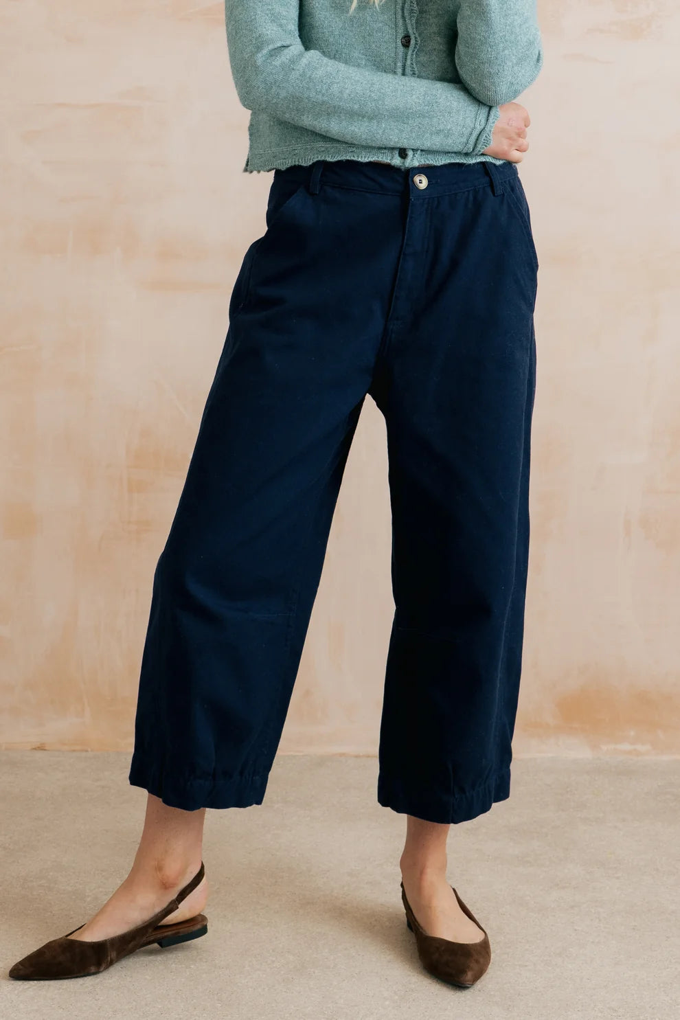 Lily & Me Georgia Barrel Leg Trousers - Navy