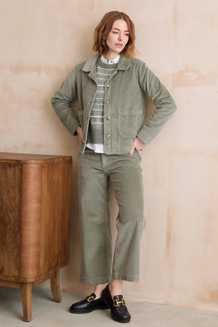 Lily & Me Isla Cropped Jumbo Cord trousers - Sage