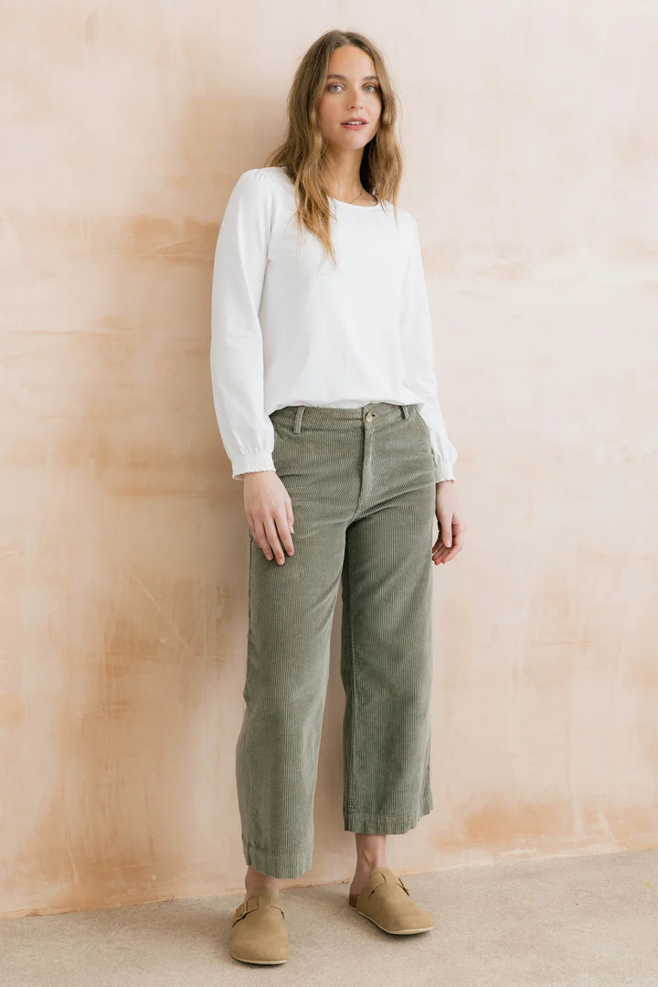 Lily & Me Isla Cropped Jumbo Cord trousers - Sage