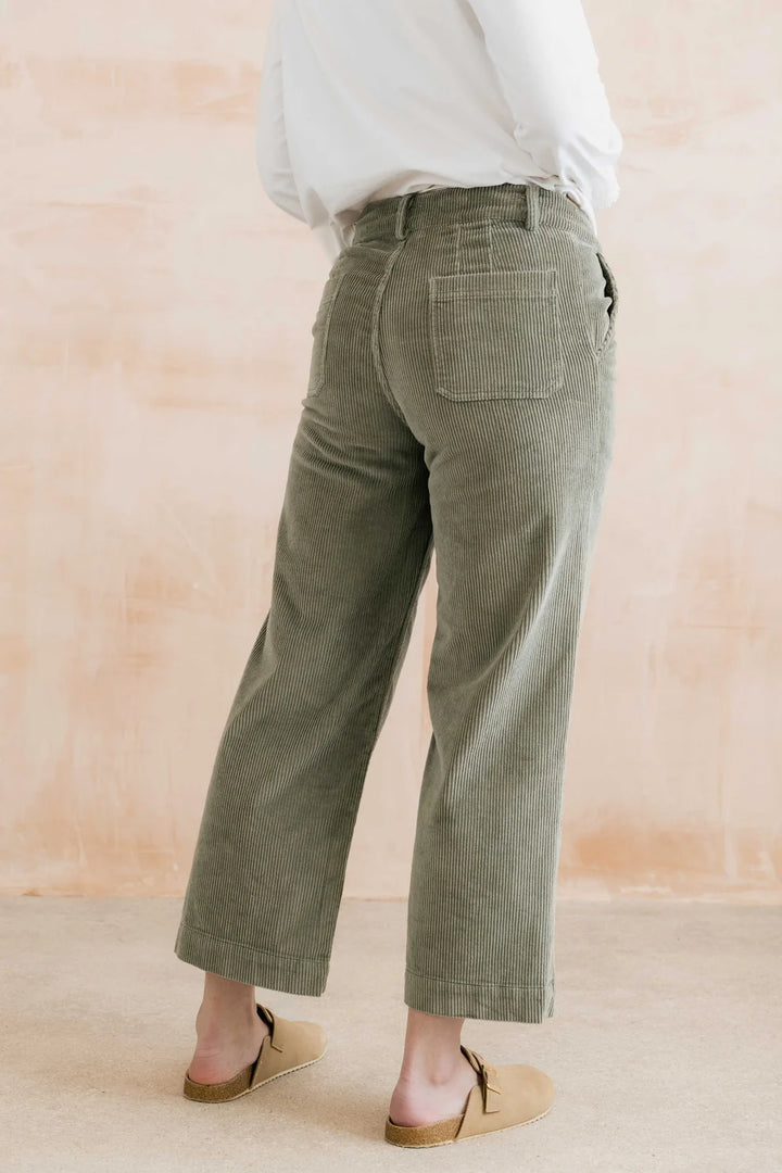 Lily & Me Isla Cropped Jumbo Cord trousers - Sage