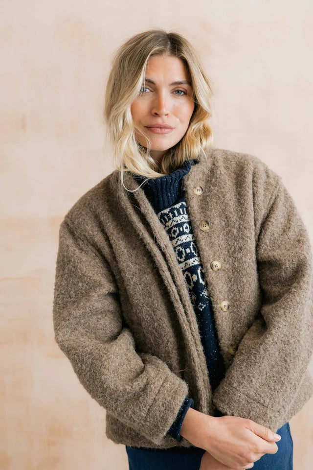 Lily & Me Emin Textured Jacket - Mushroom