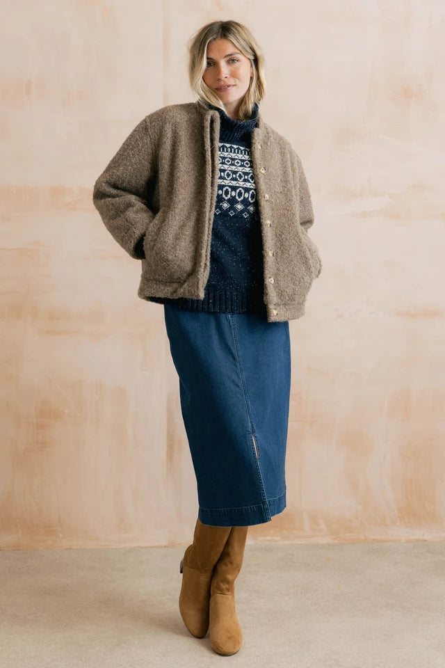 Lily & Me Emin Textured Jacket - Mushroom