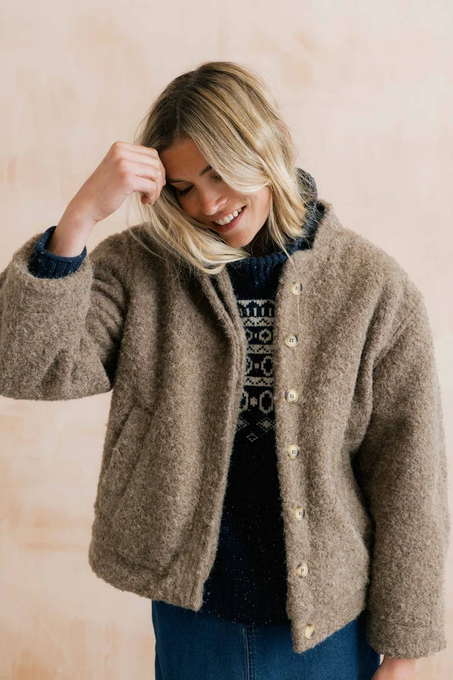 Lily & Me Emin Textured Jacket - Mushroom