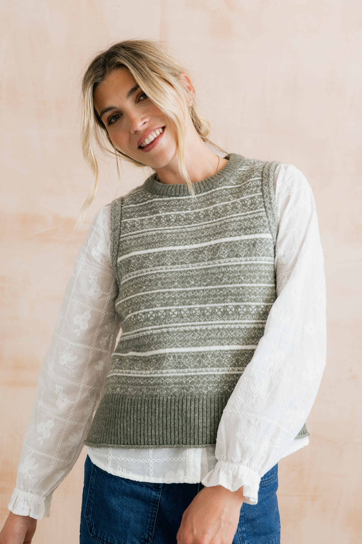 Lily & Me Joan Fair Isle Tank - Sage