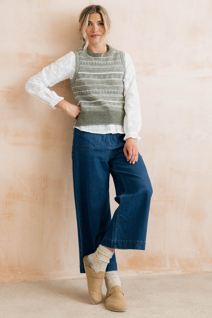 Lily & Me Joan Fair Isle Tank - Sage