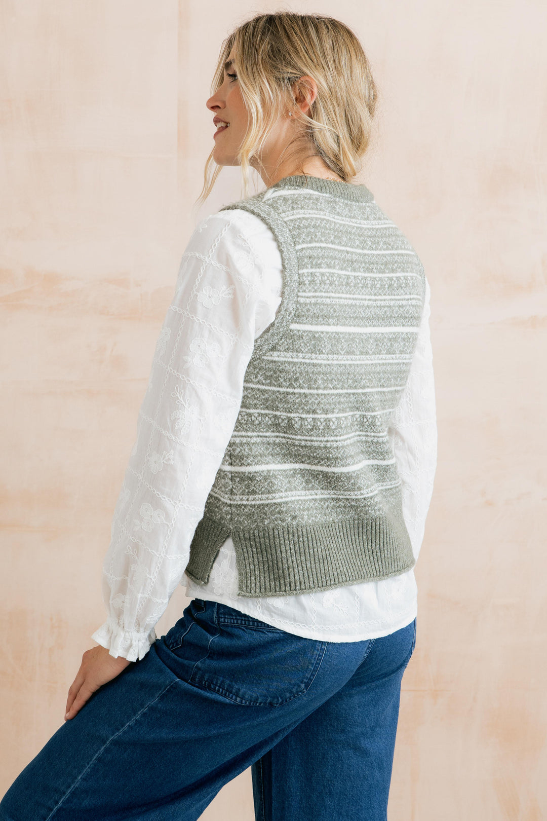 Lily & Me Joan Fair Isle Tank - Sage