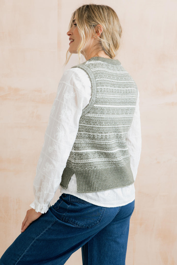 Lily & Me Joan Fair Isle Tank - Sage