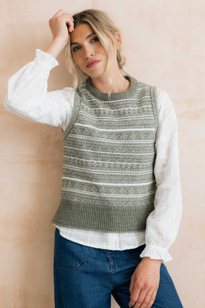 Lily & Me Joan Fair Isle Tank - Sage