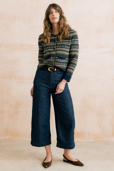 Lily & Me Chestnut Knitted Fair Isle Jacket - Olive