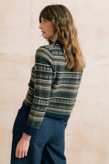 Lily & Me Chestnut Knitted Fair Isle Jacket - Olive