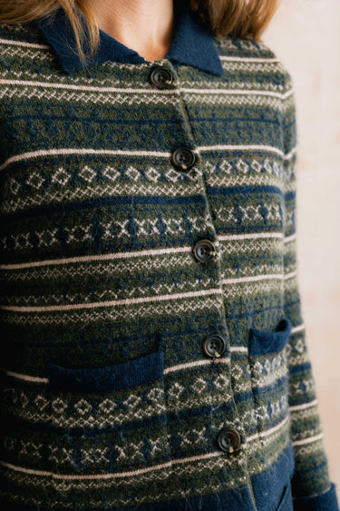 Lily & Me Chestnut Knitted Fair Isle Jacket - Olive