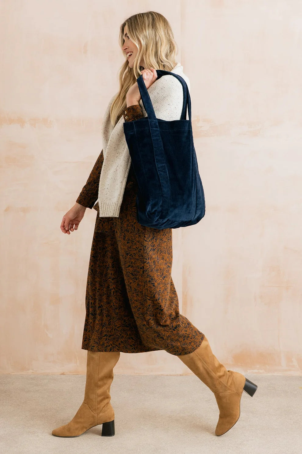 Lily & Me Jumbo Cord Tote Bag - Navy