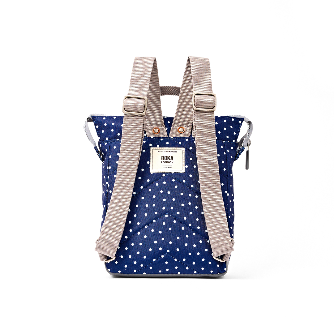 Roka London- Bantry B Backpack small- Navy Poka Dot